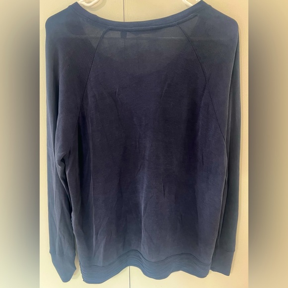 Athleta Sweater Womens Size M Serenity Criss Cross Navy Pullover Soft Crew - Picture 3 of 5